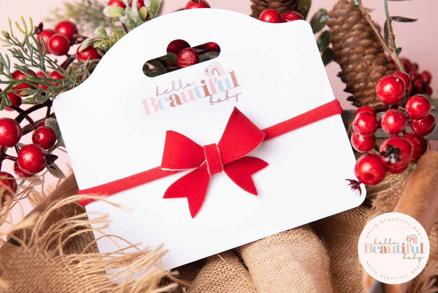 christmas baby headband, first christmas headband, Red baby headband, newborn headband,