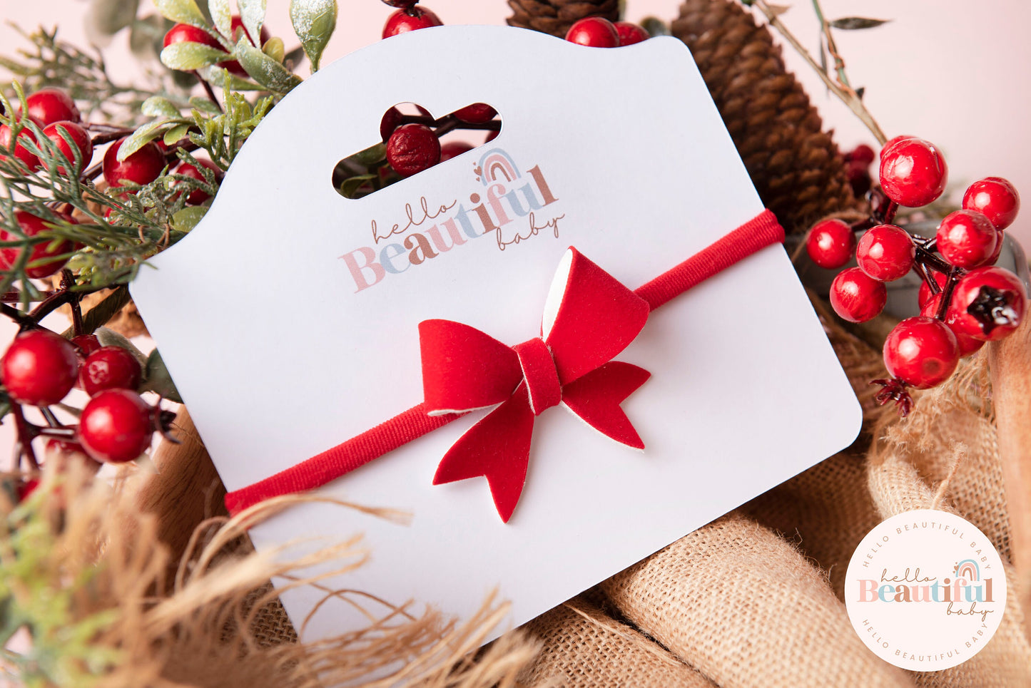 christmas baby headband, first christmas headband, Red baby headband, newborn headband,